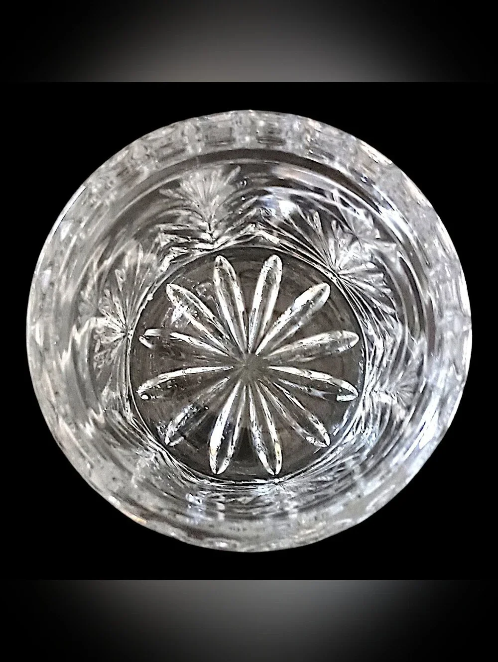 Vintage Crystal Biscuit Jar Candy 6” Lidded Vanity Canister Starburst Glass